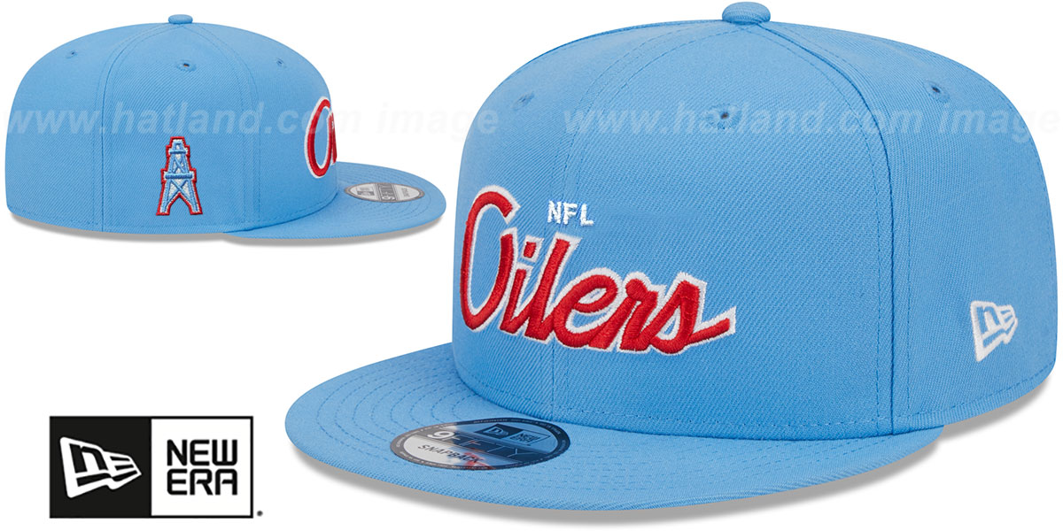 Script Caps Throwback Houston Oilers THROWBACK TEAM-SCRIPT SNAPBACK Sky Hat