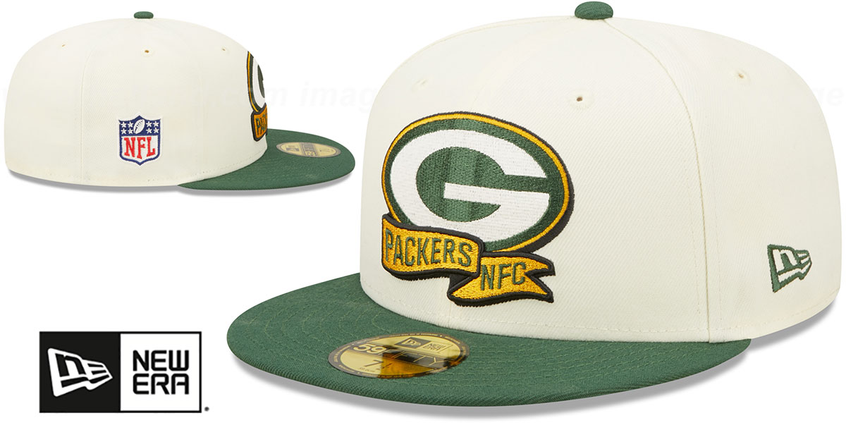 Green Bay Packers 2022 NFL SIDELINE CreamGreen Fitted Hat