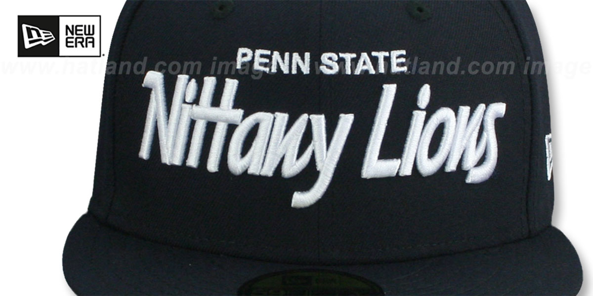 Penn State NCAA TEAM-SCRIPT Navy Fitted Hat by New Era