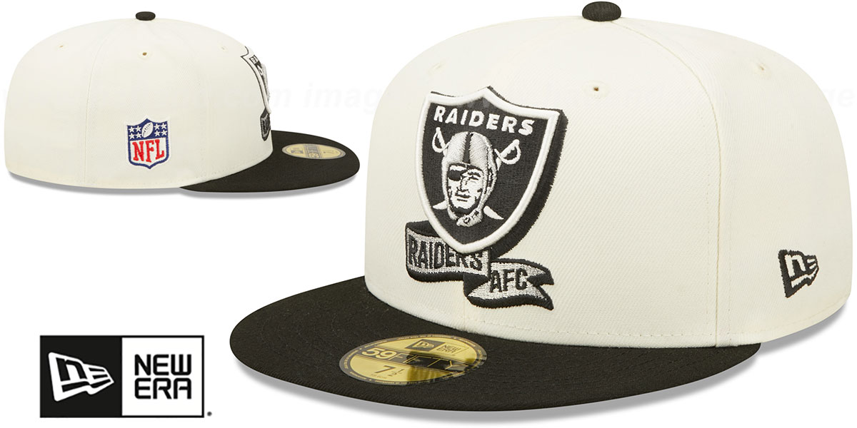Las Vegas Raiders 2022 NFL SIDELINE CreamBlack Fitted Hat