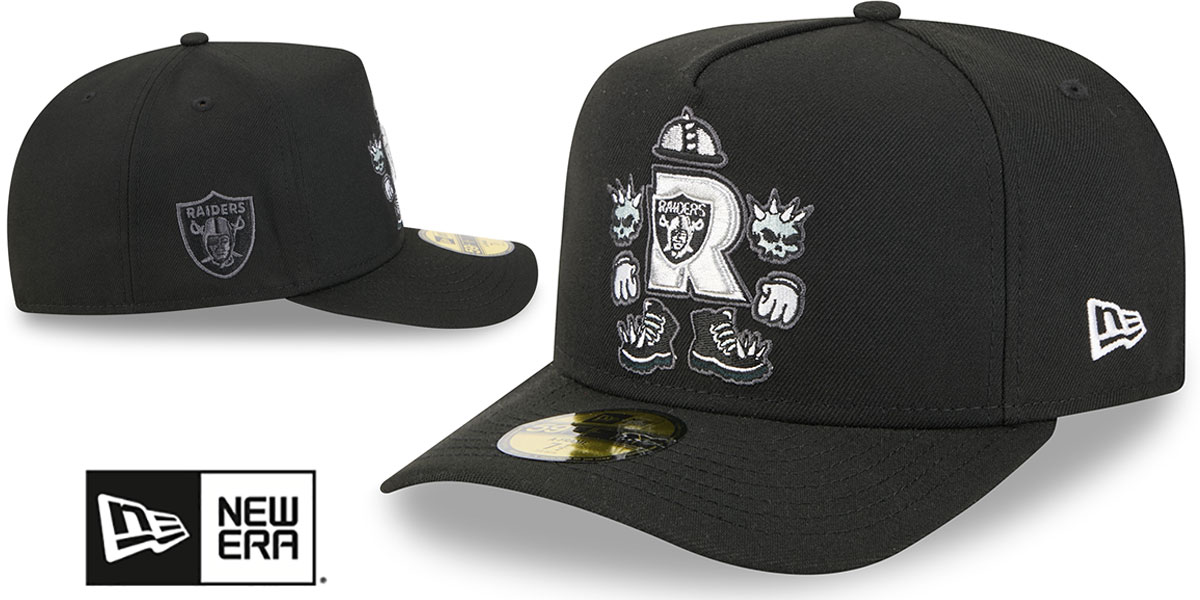 Las Vegas Raiders NFL CARTOON A-FRAME Black Fitted Hat