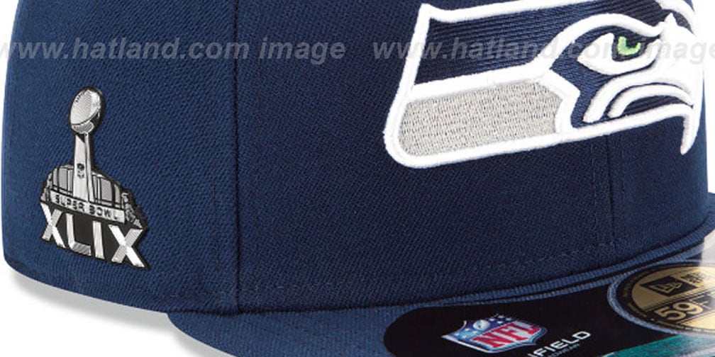 Seattle Seahawks NFL SUPER BOWL XLIX ONFIELD Navy Fitted Hat