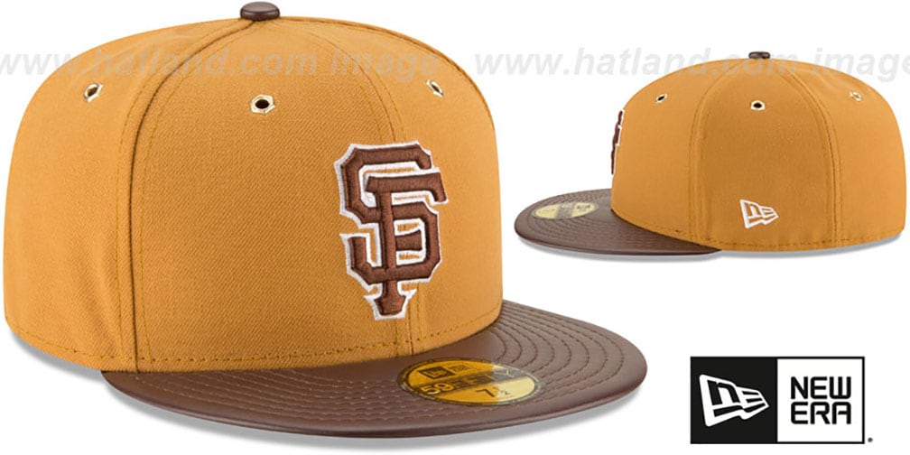 San Francisco SF Giants METAL HOOK WheatBrown Fitted Hat
