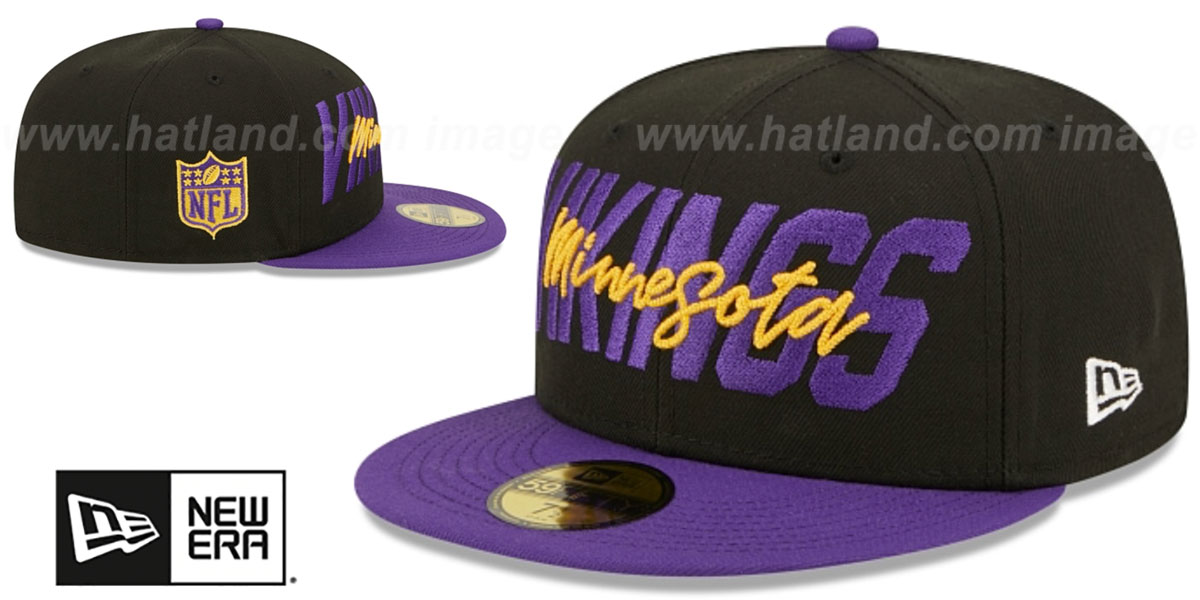 Minnesota Vikings 2022 NFL DRAFT BlackPurple Fitted Hat