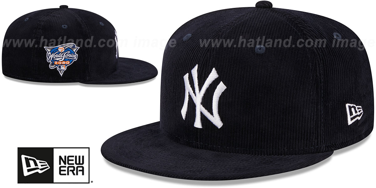 New York Yankees OLD SCHOOL CORDUROY SIDEPATCH Navy Fitted Hat