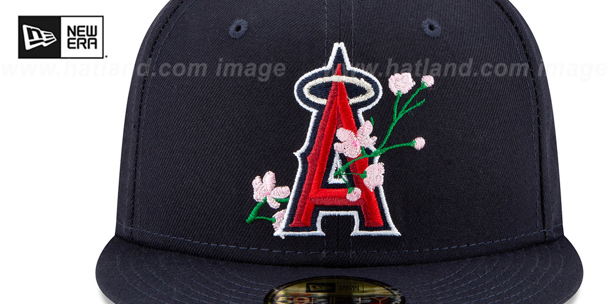Los Angeles Anaheim Angels LOGO BLOOM SIDE-PATCH Navy-Pink Fitted