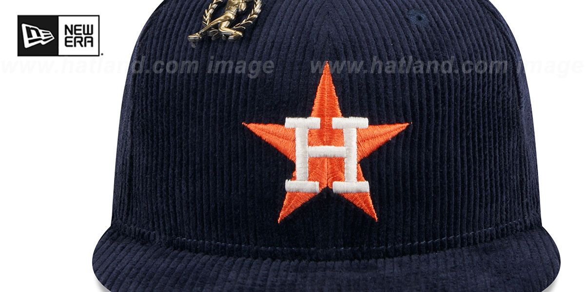 Houston Astros LETTERMAN PIN CORDUROY Navy Fitted Hat