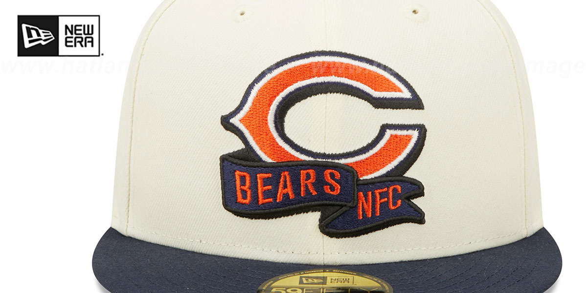 Chicago Bears 2022 NFL SIDELINE CreamNavy Fitted Hat