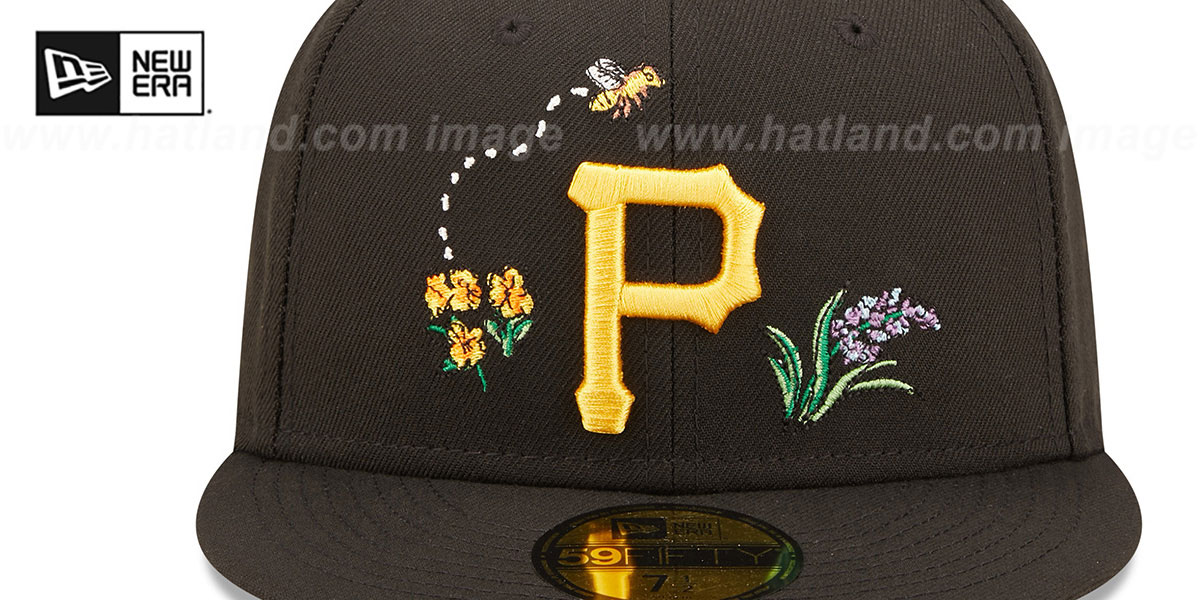 Pittsburgh Pirates FLORAL WATERCOLORS Black Fitted Hat