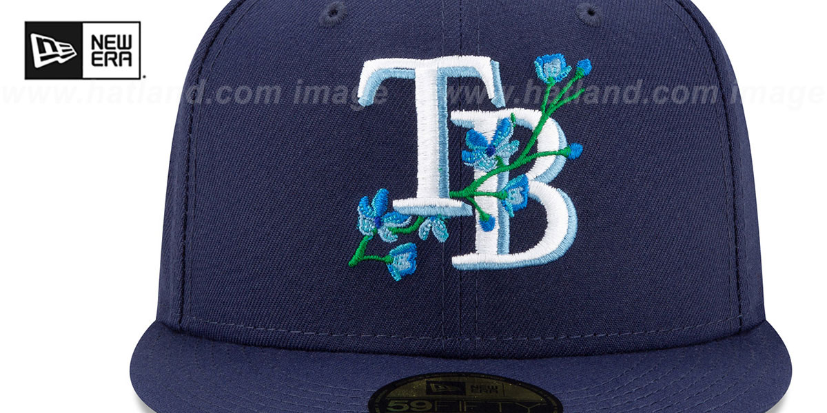 Tampa Bay Rays LOGO BLOOM SIDEPATCH NavySky Fitted Hat