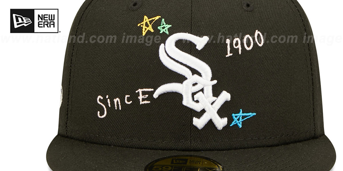 Chicago White Sox ALLOVER SCRIBBLE Black Fitted Hat