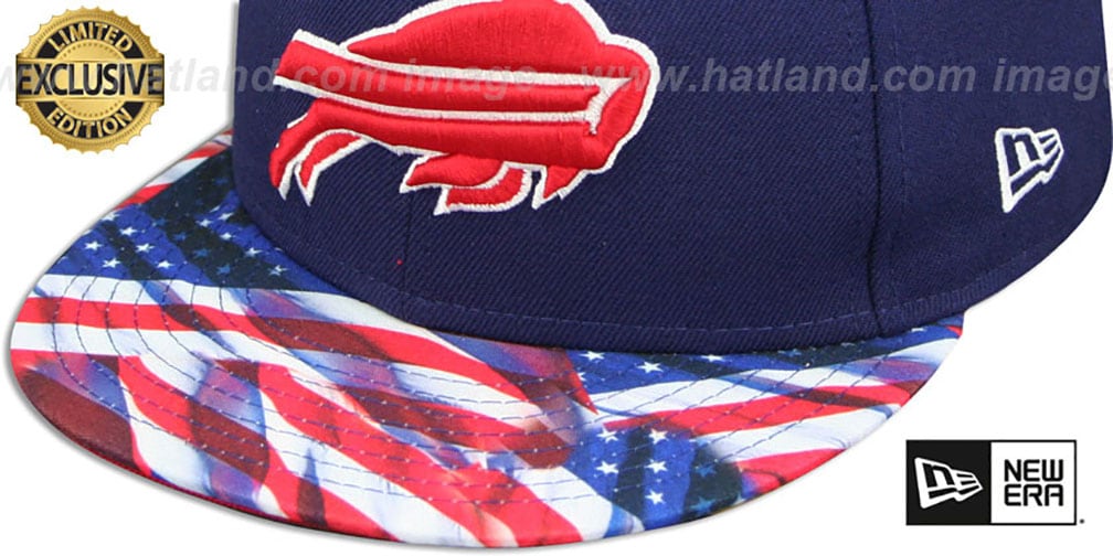 Buffalo Bills USA WAVINGFLAG Navy Fitted Hat by New Era