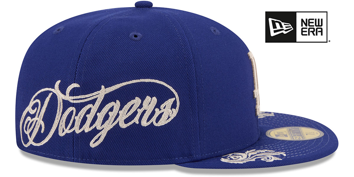 Side Script Hat Detroit Dodgers SIDE SCRIPT WORDMARK Royal Fitted Hat