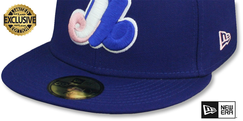 Montreal Expos 2004 COOPERSTOWN PINK LOGO BOTTOM Fitted Hat
