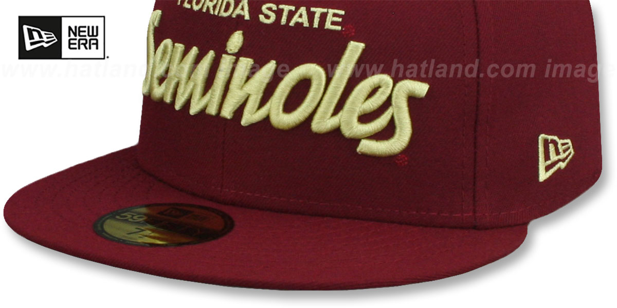 State Script Hats Florida State NCAA TEAM-SCRIPT Burgundy Fitted Hat