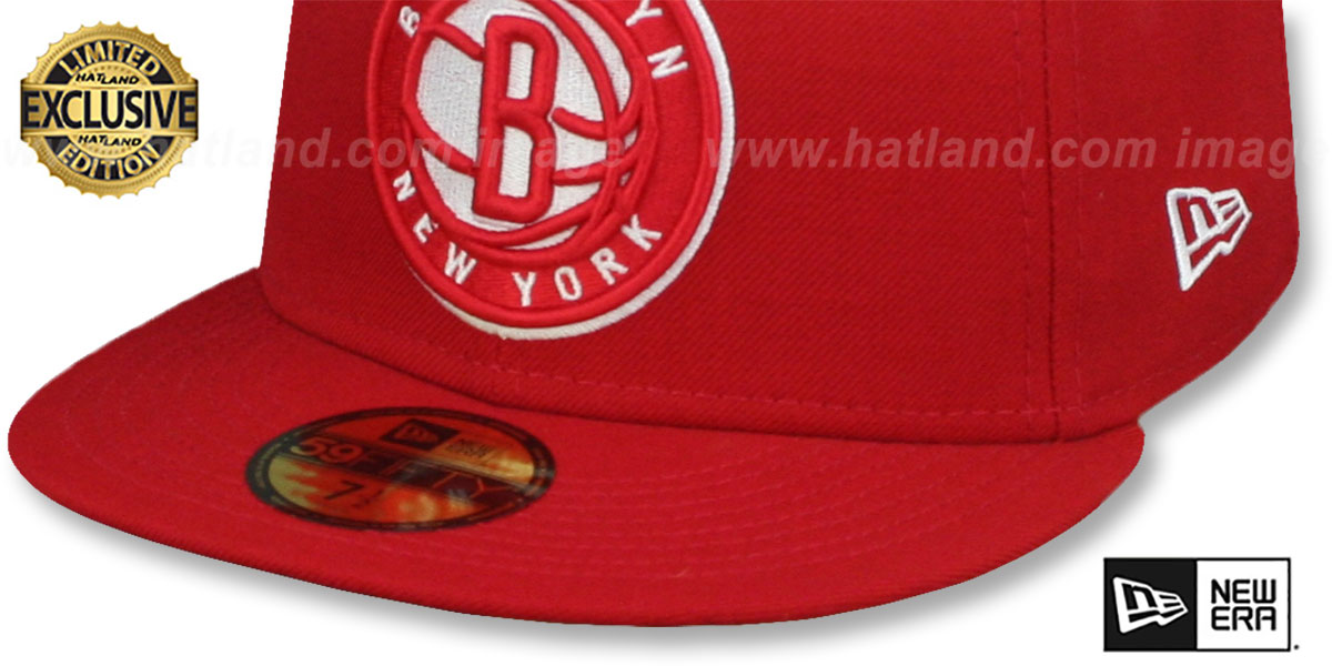 Brooklyn Nets NBA TEAMBASIC RedWhite Fitted Hat by New Era