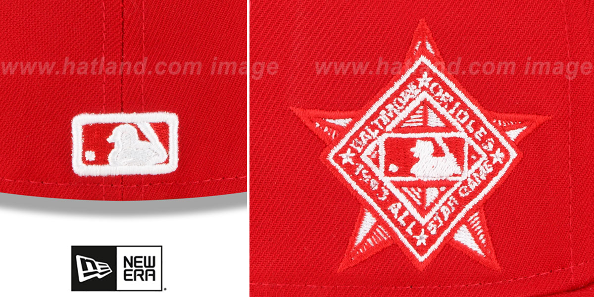 Baltimore Orioles 1993 ASG SIDEPATCH UP RedWhite Fitted Hat