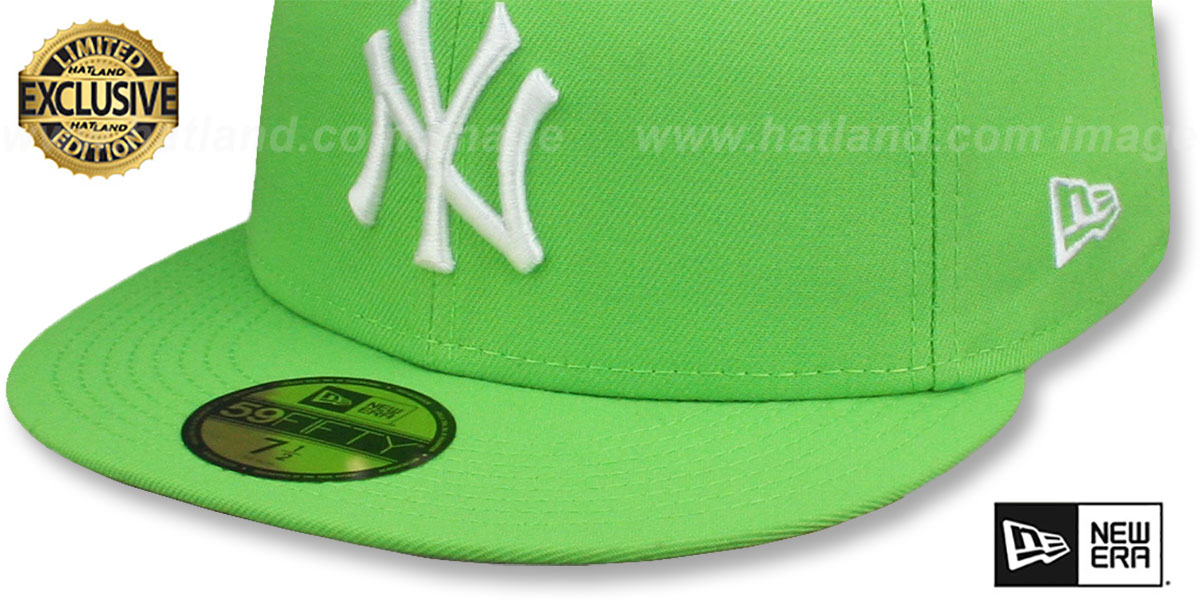 New York Yankees TEAMBASIC LimeWhite Fitted Hat by New Era