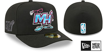 Heat NBA CARTOON  A-FRAME Black Fitted Hat by New Era