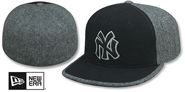 Yankees MELTON WILDSIDE Black-Grey Fitted Hat by American Needle