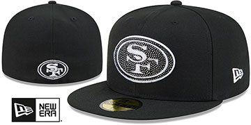 49ers RHINESTONE LOGO Black-White Fitted Hat by New Era