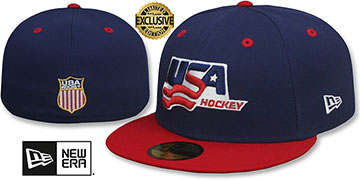 USA HOCKEY Navy-Red Fitted Hat by New Era