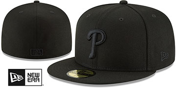 Phillies BLACKOUT Fitted Hat by New Era