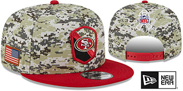 49ers 2023 SALUTE-TO-SERVICE SNAPBACK Camo-Red Hat by New Era