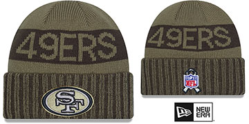 49ers 2025 SALUTE-TO-SERVICE Olive Knit Beanie Hat by New Era