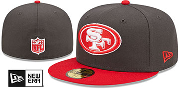 49ers '2T COLOR PACK' Charcoal-Red Fitted Hat by New Era