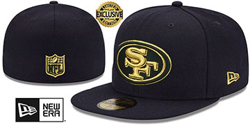 49ers GOLD-METALLIC Black Fitted Hat by New Era