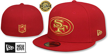 49ers GOLD-METALLIC Red Fitted Hat by New Era