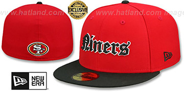 49ers 'GOTHIC TEAM-BASIC' Red-Black Fitted Hat by New Era