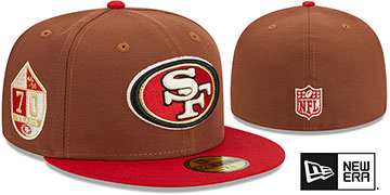 49ers HARVEST SIDE-PATCH Brown-Red Fitted Hat by New Era