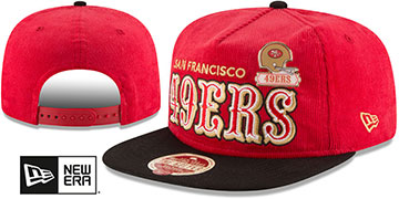 49ers HERITAGE PIN CORD SNAPBACK Red-Black Hat by New Era