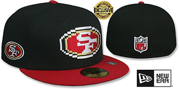 49ers NFL PIXELATED Black-Red Fitted Hat by New Era