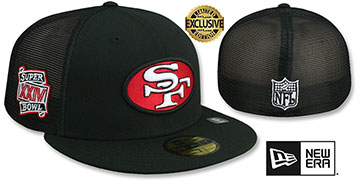 49ers SB XXIV MESH-BACK SIDE-PATCH Black-Black Fitted Hat by New Era