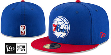 76ers 2T NBA TEAM-BASIC Royal-Red Fitted Hat by New Era