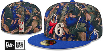 76ers 'LEAVES SIDE-PATCH' Multi-Royal Fitted Hat by New Era