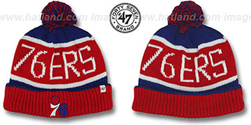 76ers 'THE-CALGARY' Red-Royal Knit Beanie Hat by Twins 47 Brand