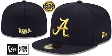 Alabama GOLD-METALLIC Black Fitted Hat by New Era