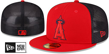 Angels 2023 2T BATTING PRACTICE TRUCKER Red-Navy Fitted Hat by New Era