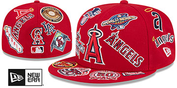 Angels 'ALL-OVER' Red Fitted Hat by New Era