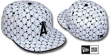 Angels 'MLB FLOCKING' White-Black Fitted Hat by New Era