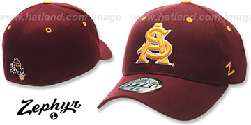 Arizona State 'DH' Fitted Hat by Zephyr - burgundy