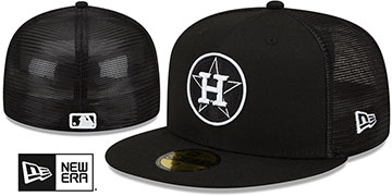 Astros 2022-23 BATTING PRACTICE TRUCKER Black-White Fitted Hat by New Era