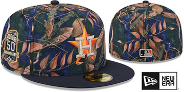Astros 'LEAVES SIDE-PATCH' Multi-Navy Fitted Hat by New Era