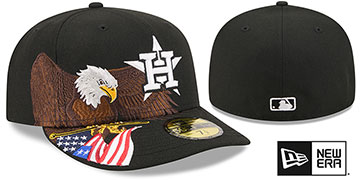Astros PRE-CURVED AMERICAN EAGLE Black Fitted Hat by New Era