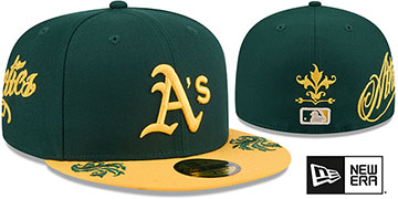 Athletics SIDE SCRIPT WORDMARK Green-Gold Fitted Hat by New Era