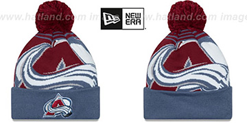 Avalanche LOGO WHIZ Brurgundy-Blue Knit Beanie Hat by New Era